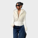 Froxelle | Λαμπερό Παλτό Πλεκτής Γούνας