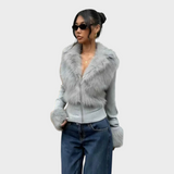 Froxelle | Λαμπερό Παλτό Πλεκτής Γούνας