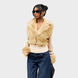 Froxelle | Λαμπερό Παλτό Πλεκτής Γούνας