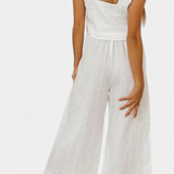 Pascuala Λινό Σετ Δύο Τεμαχίων με Αμάνικη Μπλούζα και Αέρινο Παντελόνι