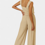 Pascuala Λινό Σετ Δύο Τεμαχίων με Αμάνικη Μπλούζα και Αέρινο Παντελόνι