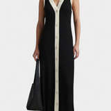 Brielle Αμάνικο Πλεκτό Φόρεμα με Λαιμόκοψη V και Αντίθετα Κουμπιά