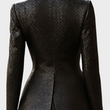 Cassy | Μαύρο Πλεκτό Δερμάτινο Μπλέιζερ