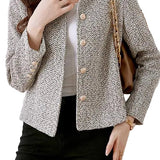 Eleanor - Κομψό Tweed Σακάκι σε Χρώμα του Νυχιού με Φόδρα (Elegant Nail Color Tweed Jacket with Lining)