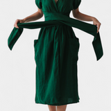 Cressida Βαμβακερό Φόρεμα με Λαιμόκοψη V και Ρυθμιζόμενη Μέση