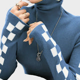 Wanda | Πουλόβερ με ζιβάγκο και καρό μανίκια