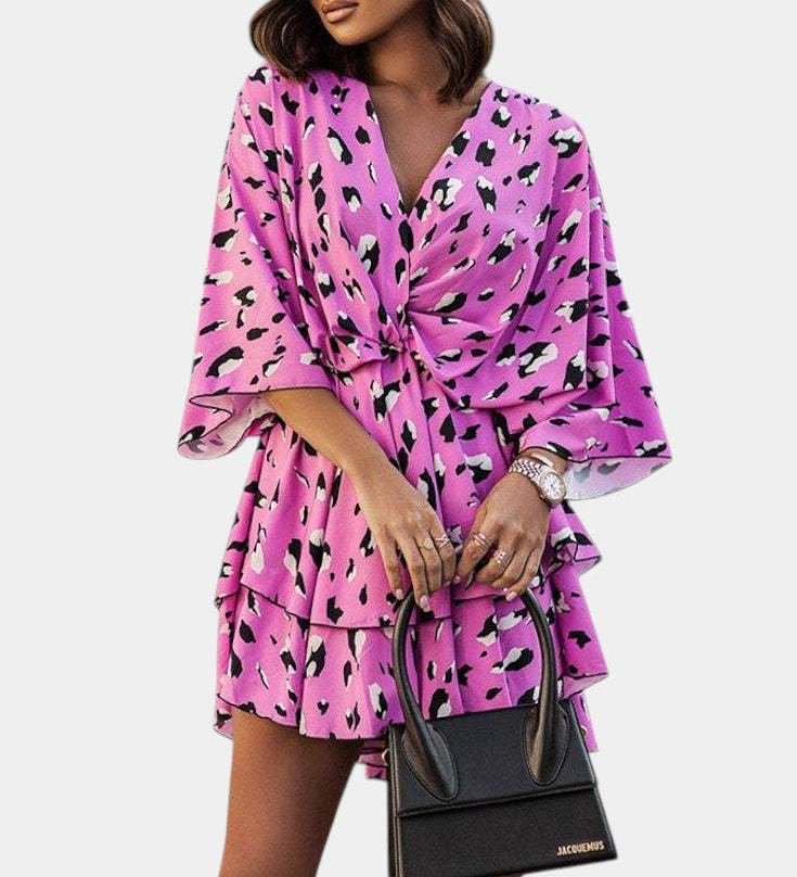 Φόρεμα Eliza Μίνι με μπροστινό κόμπο και βολάν