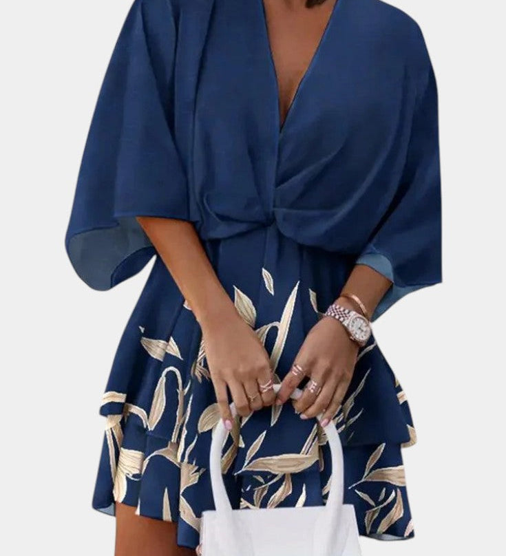 Φόρεμα Eliza Μίνι με μπροστινό κόμπο και βολάν