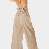 Valentina Σετ με Δαντελένιο Γιλέκο με Ανοιχτή Πλάτη και Φαρδύ Παντελόνι