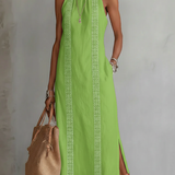 Jimena - Λινό μίντι φόρεμα με γιακά Mao