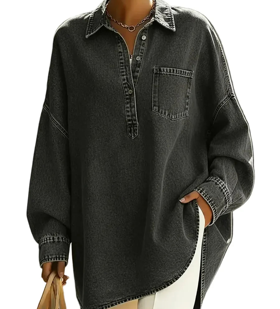 Camila - Γυναικείο Μοντέρνο Casual Τζιν Βαμβακερό Πουκάμισο (Women's Fashionable Casual Denim Cotton Shirt)