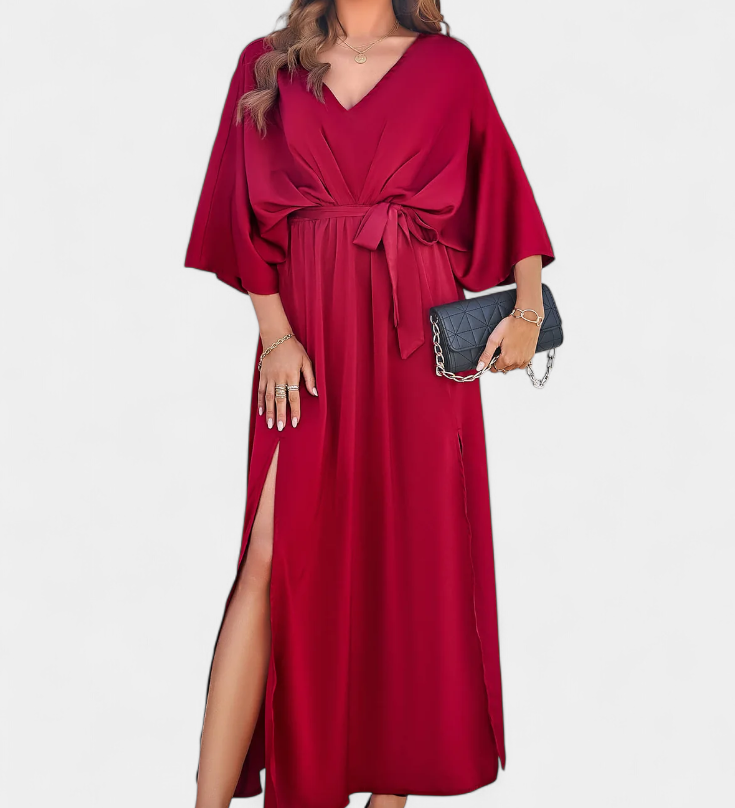 Milly Εlegant φόρεμα με φιόγκο και άνοιγμα