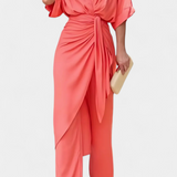 Mayleen Σταυρωτό Σετ με Μπροστινό Φιόγκο και Ίσιο Παντελόνι