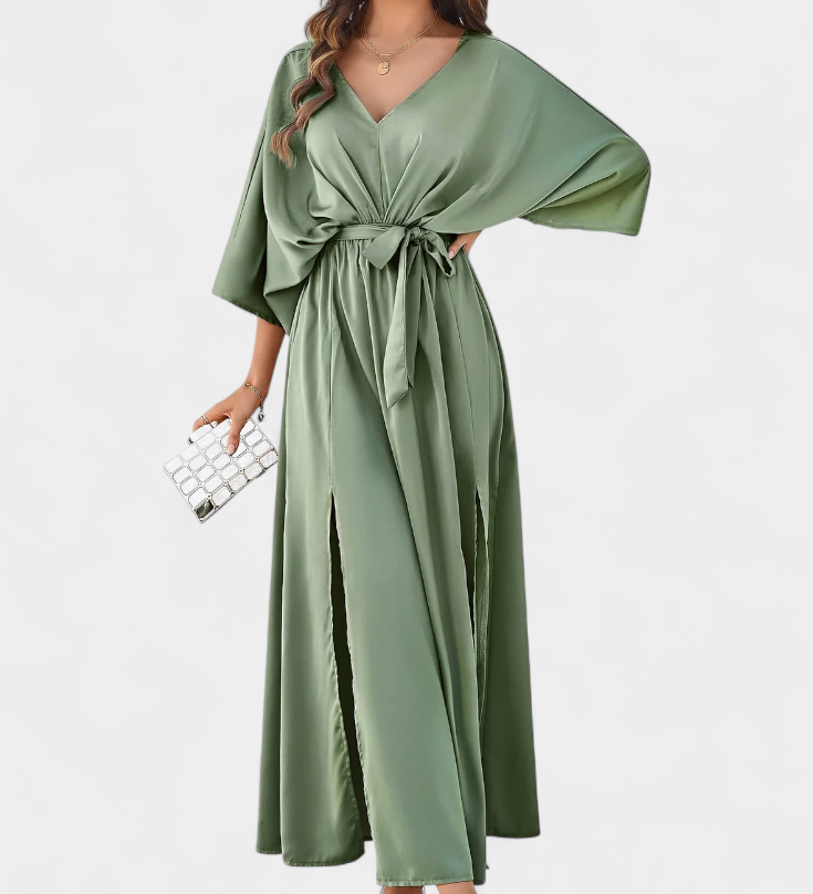 Milly Εlegant φόρεμα με φιόγκο και άνοιγμα