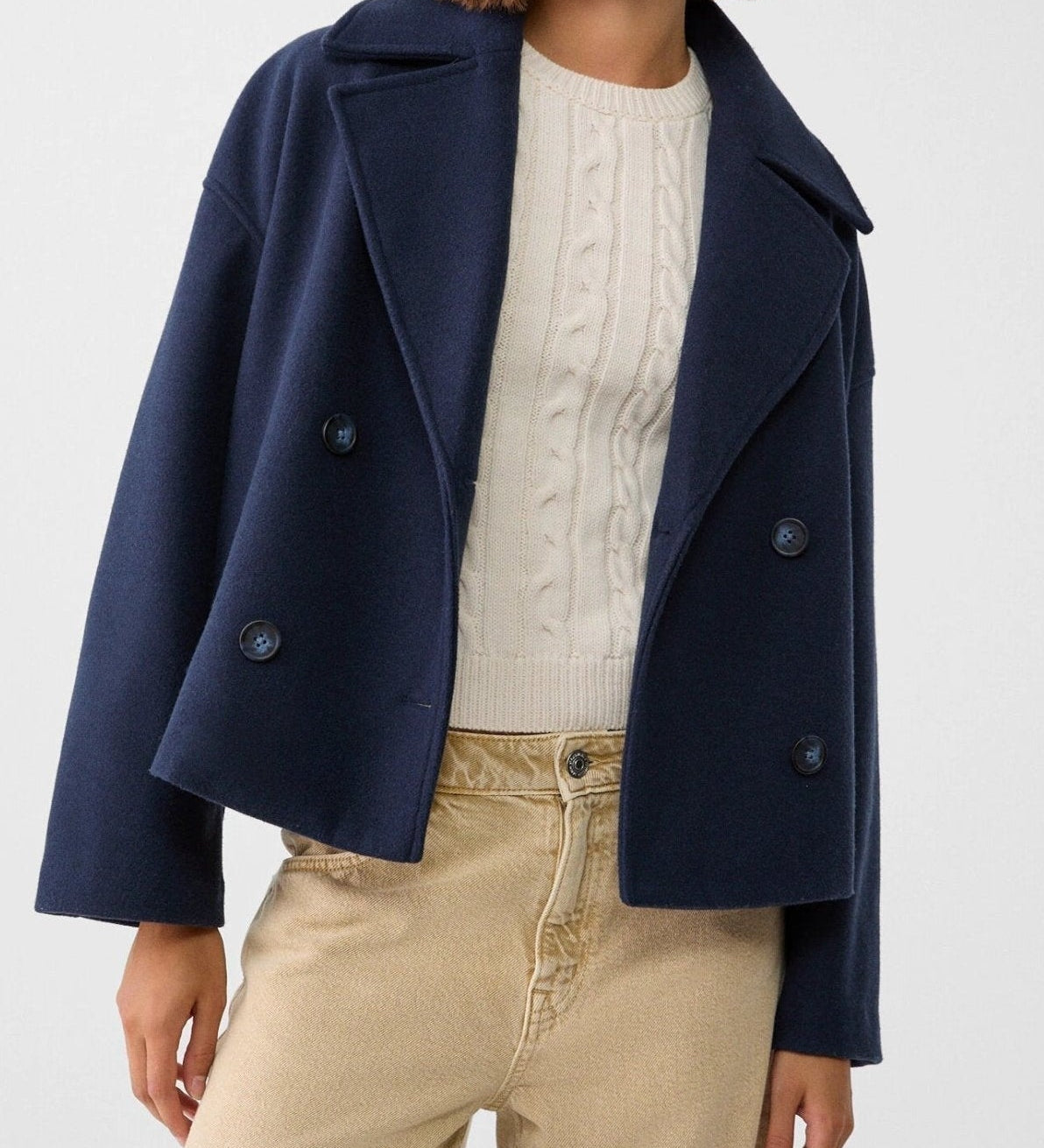 Ελένη – Κοντό Παλτό Oversized με Διπλό Κουμπί