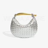 Αλεξάνδρα – Τσάντα με Υφαντό Σχέδιο και Χρυσό Χερούλι