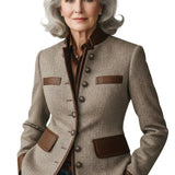 Clarine – Κλασικό Σακάκι με Όρθιο Γιακά και Κουμπιά (Classic Stand-Collar Button Blazer Coat)