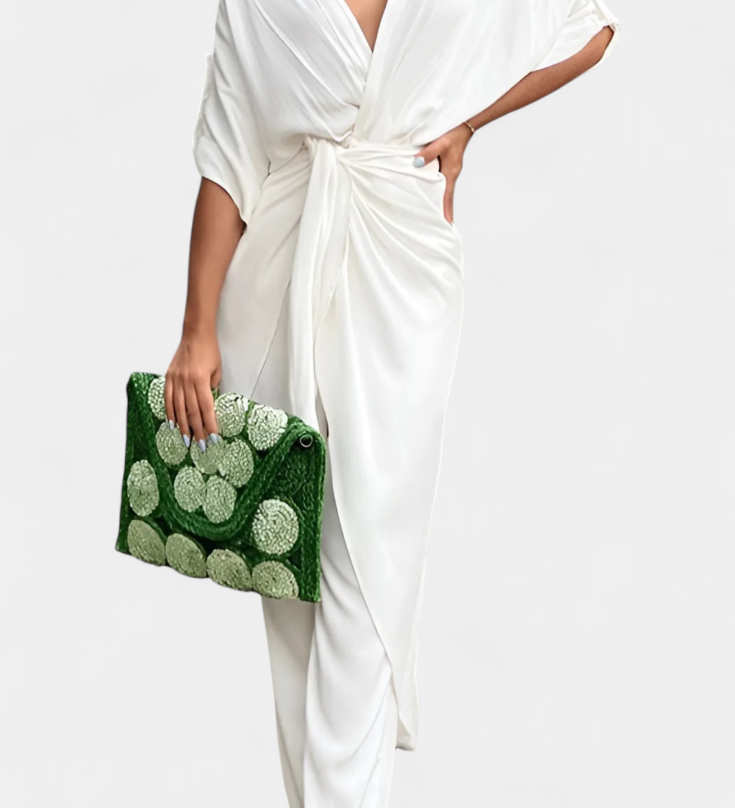 Mayleen Σταυρωτό Σετ με Μπροστινό Φιόγκο και Ίσιο Παντελόνι